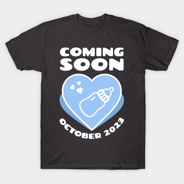 Baby Announcement. Feeding Bottle. October 2023 T-Shirt by KOTYA